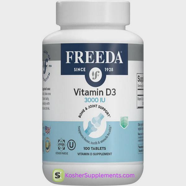 Freeda Vitamin D3 3000 IU kosher vitamin supplement bottle